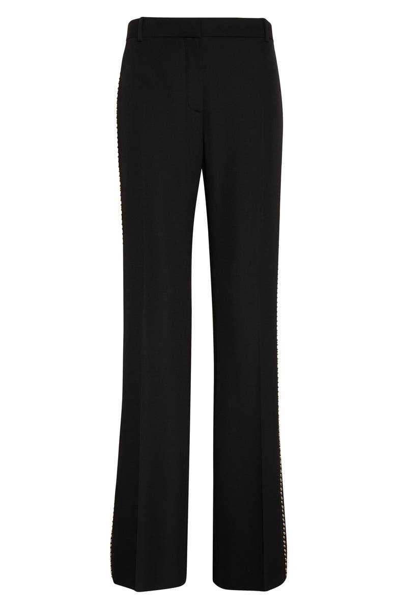 Versace Studded Wool Grain de Poudre Bootcut Pants, Main, color, Black