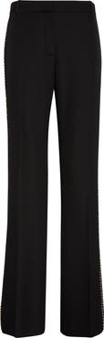 Versace Studded Wool Grain de Poudre Bootcut Pants