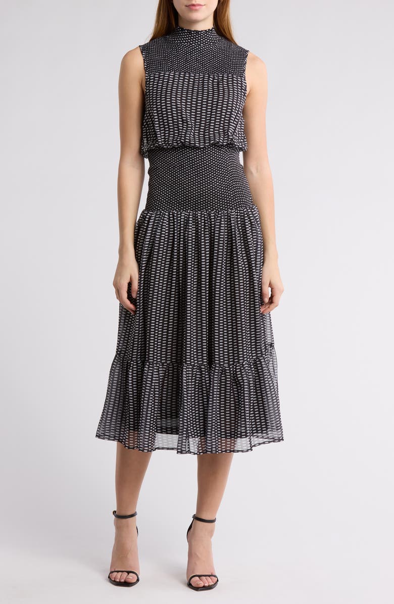 AREA STARS Smocked Fit & Flare Midi Dress, Main, color, 