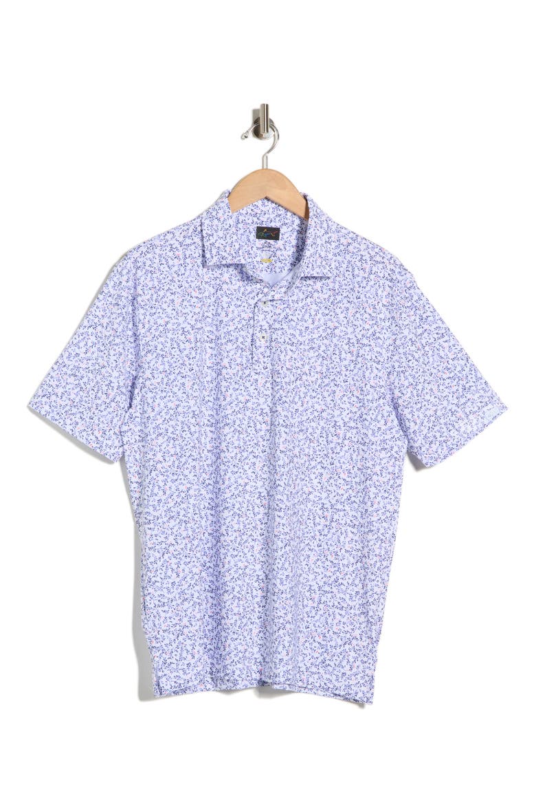 Ocean Floral Print Knit Polo, Alternate, color, WHITE