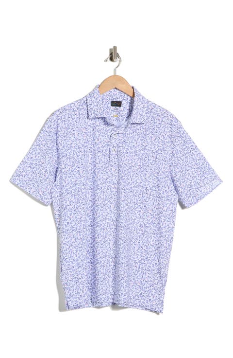 Ocean Floral Print Knit Polo
