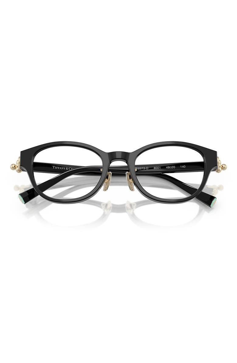 Tiffany & Co. 48mm Small Round Optical Glasses, Alternate, color, Black