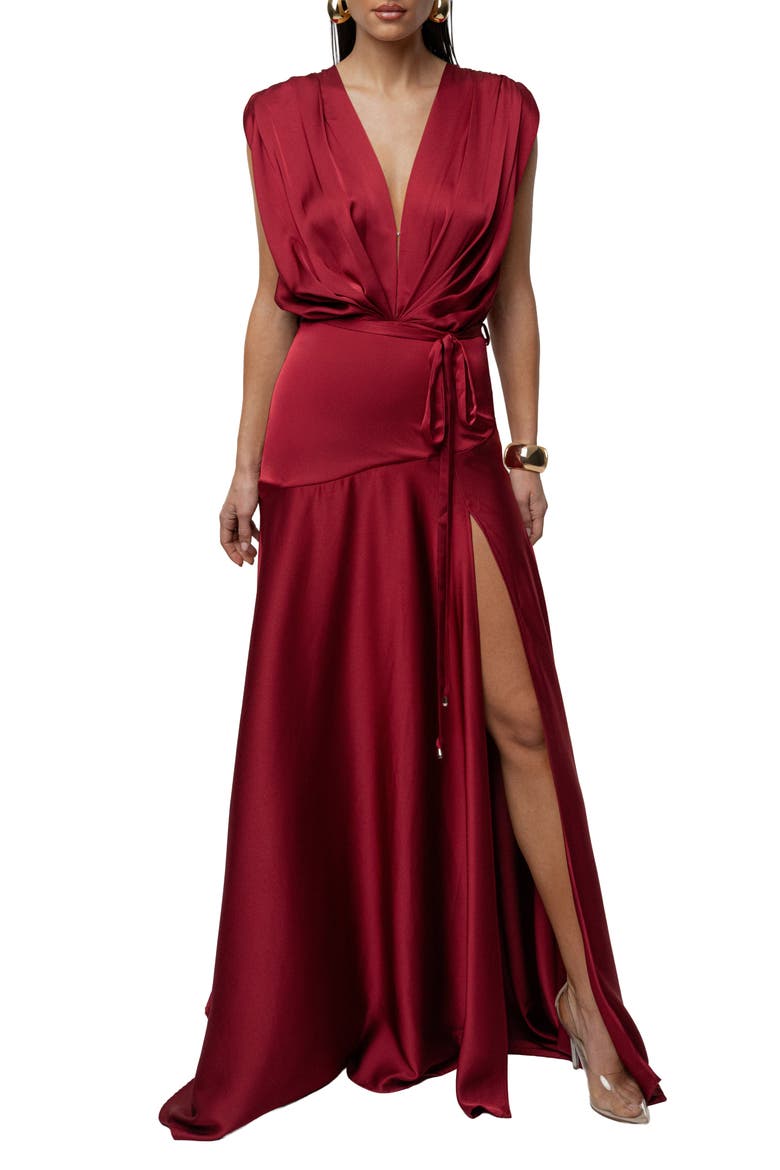 Amalia Satin Maxi Dress, Alternate, color, Red