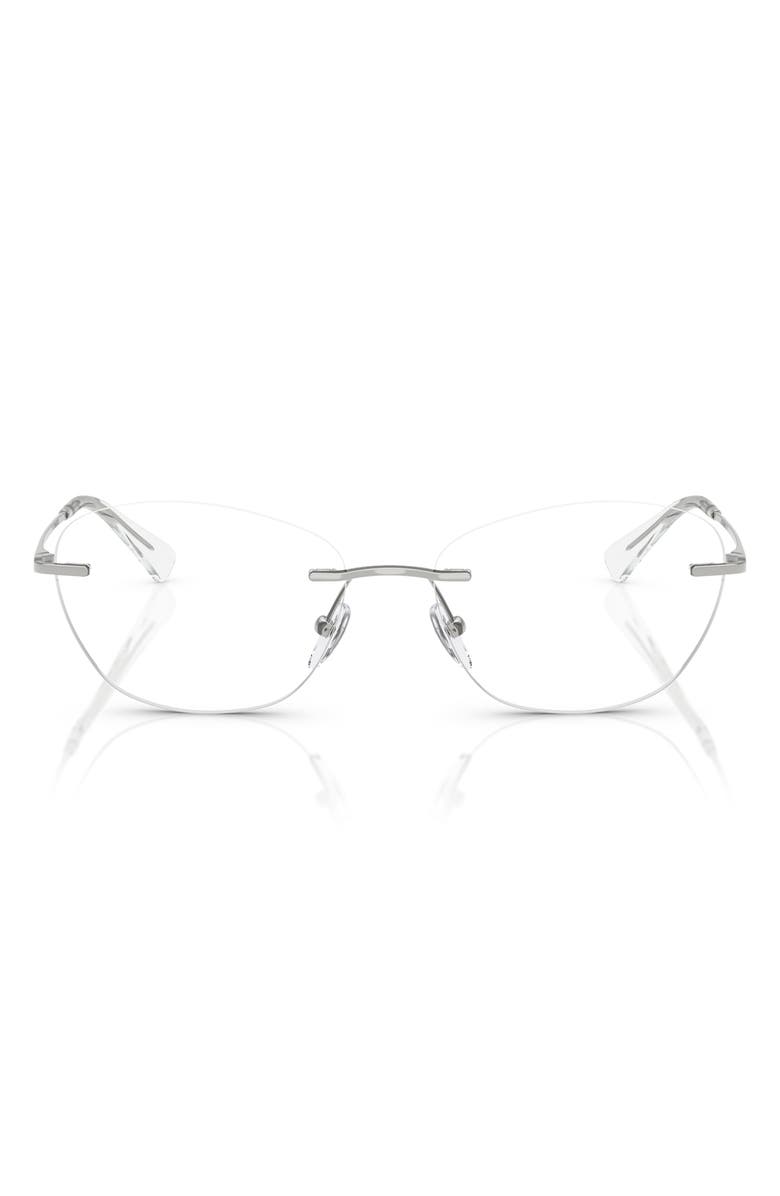 Emporio Armani 55mm Phantos Optical Glasses, Main, color, Shiny Silver / Demo Lens