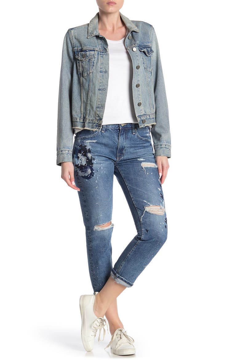 Ex-Boyfriend Distressed Slim Crop Jeans, Alternate, color, 15 YEAR PAINTER