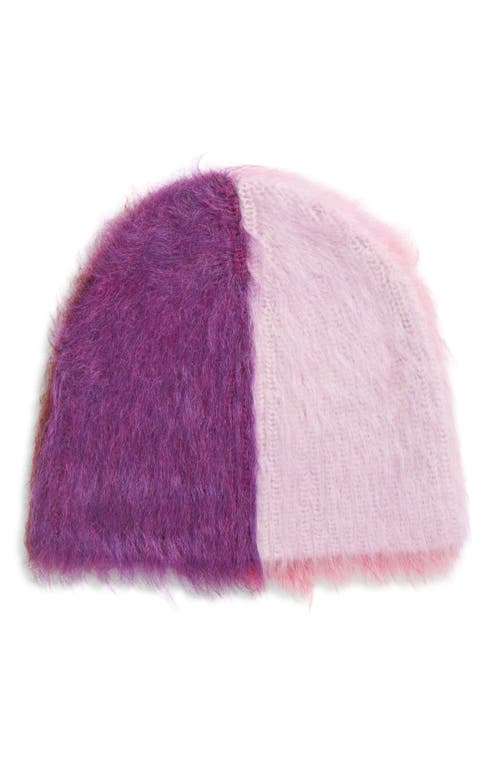 Waste Yarn Project Yaya Brushed Colorblock One Of A Kind Beanie In Pink