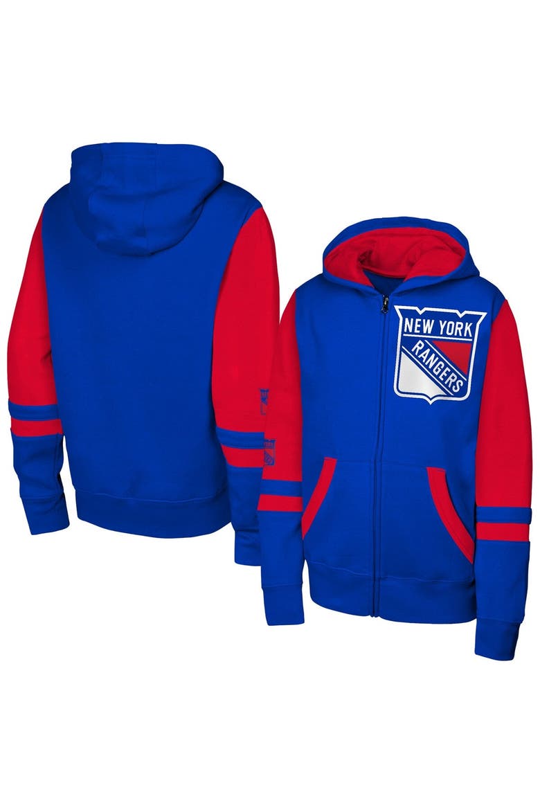 Youth Blue New York Rangers Face Off Full-Zip Hoodie, Main, color, Blue
