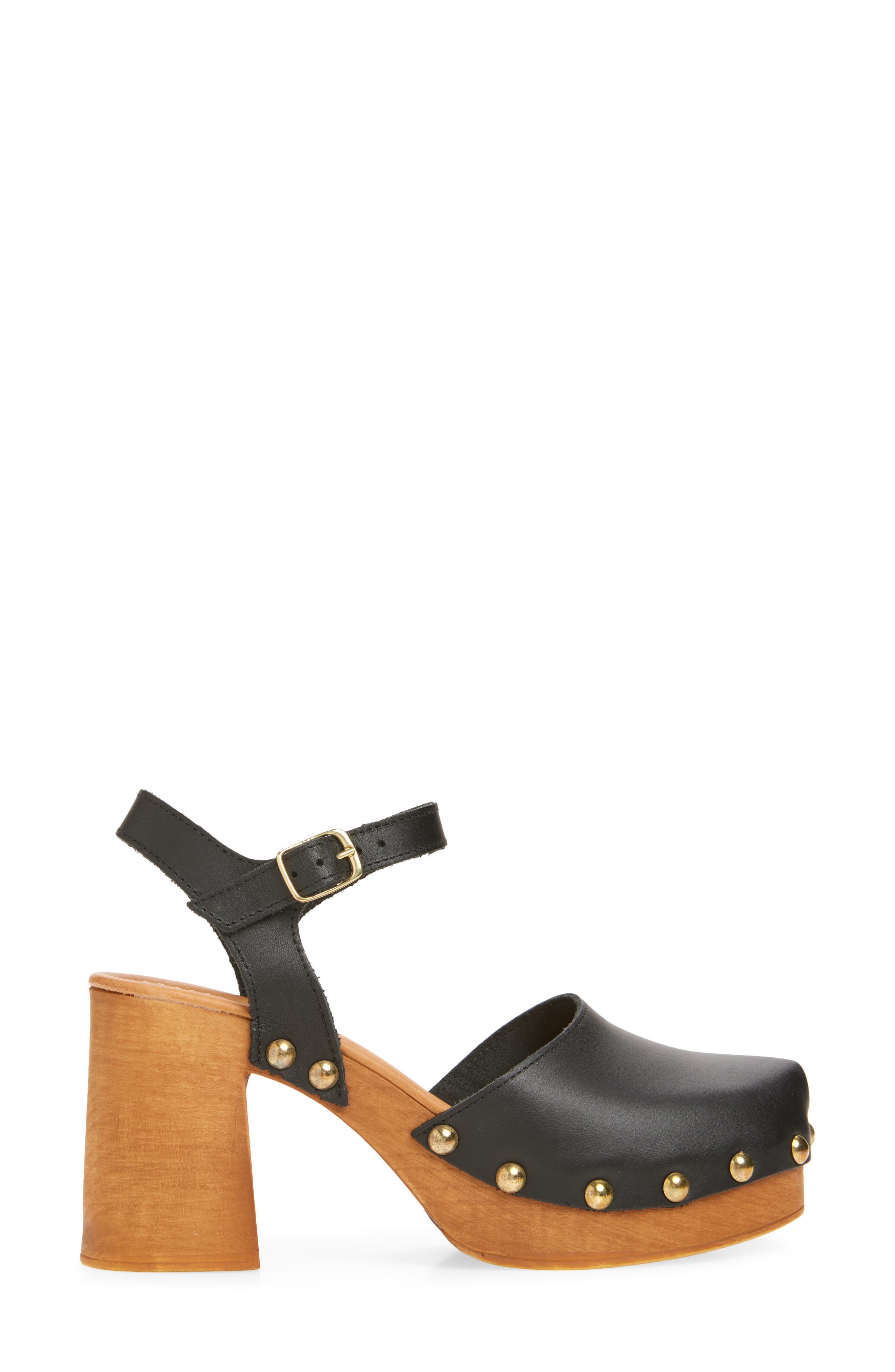 Dolce Vita Clover Ankle Strap Platform Clog, Alternate, color, Black Leather