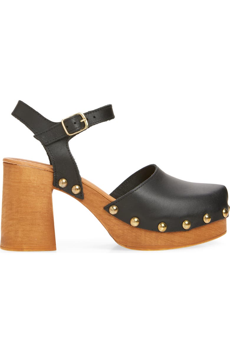 Dolce Vita Clover Ankle Strap Platform Clog, Alternate, color, Black Leather