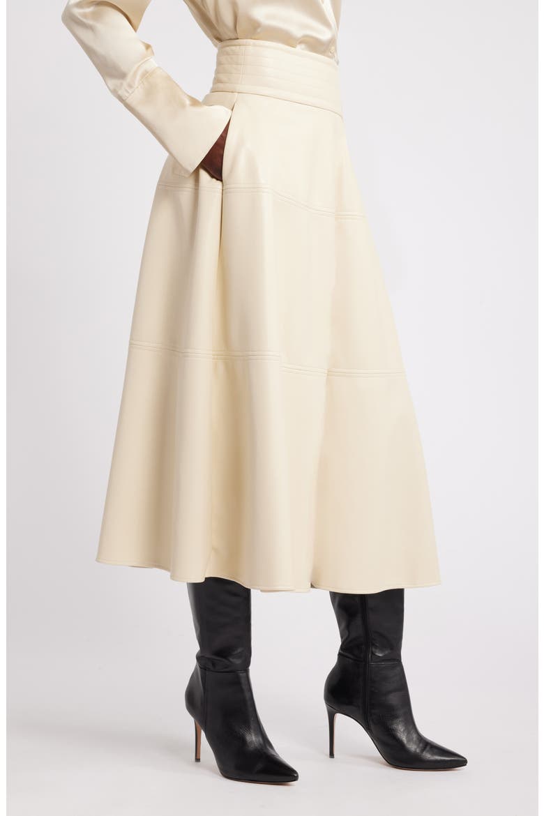 Megan Renee Faux Leather Tiered Skirt, Alternate, color, BEIGE BURNT