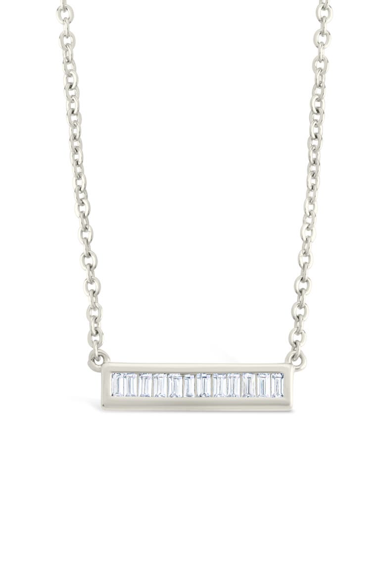 Ricki Cubic Zirconia Bar Pendant Necklace, Main, color, SILVER