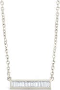 Sterling Forever Ricki Cubic Zirconia Bar Pendant Necklace