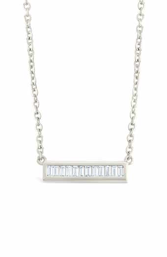 Sterling Forever Ricki Cubic Zirconia Bar Pendant Necklace