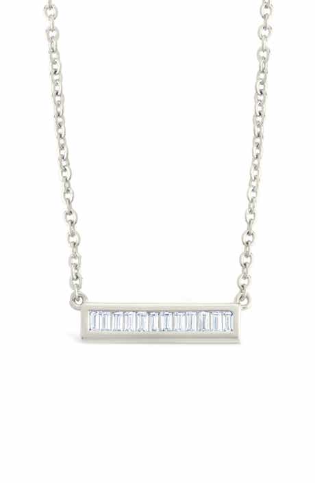 Sterling Forever Ricki Cubic Zirconia Bar Pendant Necklace