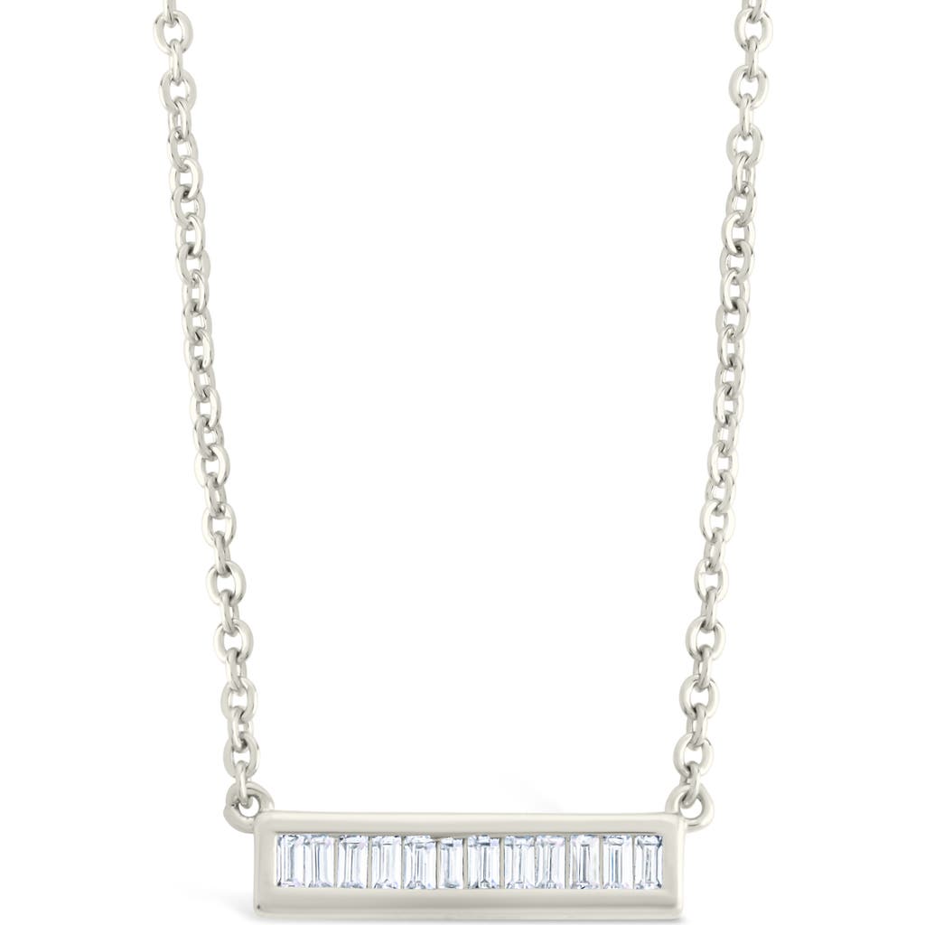 Sterling Forever Ricki Cubic Zirconia Bar Pendant Necklace