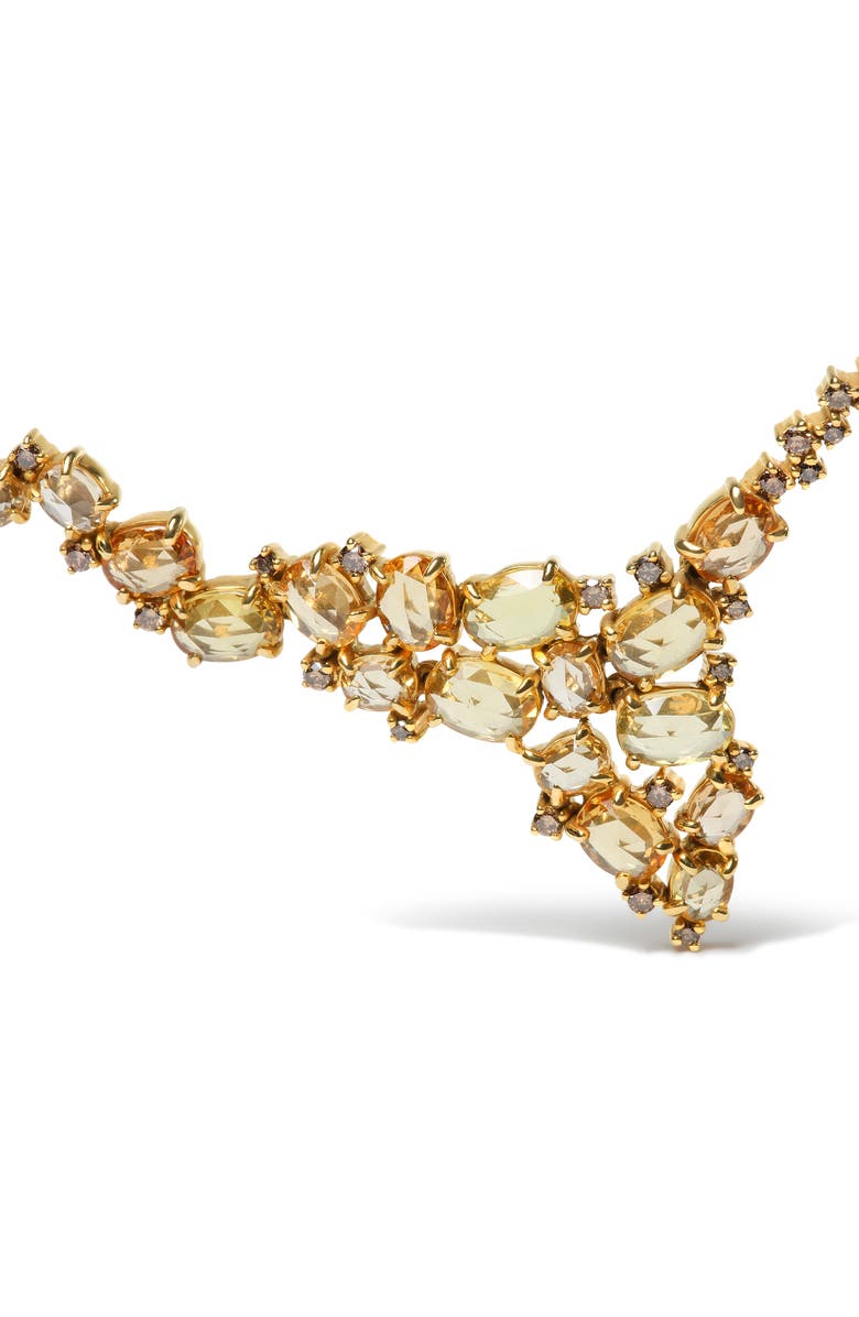 Haus of Brilliance 18K Gold 1/2 Cttw Diamond and Sapphire Cluster Station Necklace, Alternate, color, Yellow