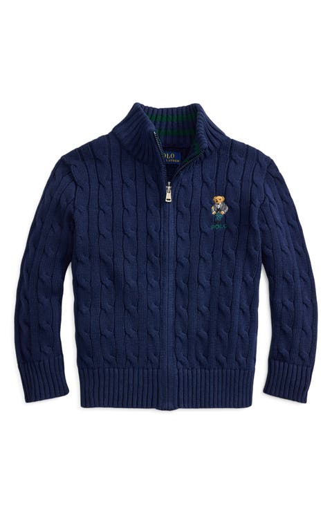 Kids' Polo Bear Cable-Knit Cotton Sweater