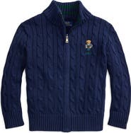 Polo Ralph Lauren Kids' Polo Bear Cable-Knit Cotton Sweater