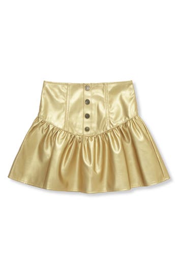 Habitual Kids Kids' Asymmetric Metallic Ruffle Skirt In Gold