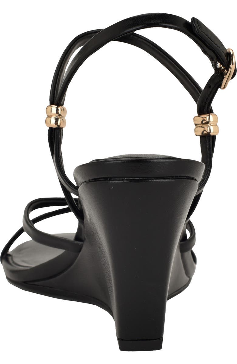 Nine West <p>Deklyn Faux Leather Wedge Sandal (Women)</p>, Alternate, color, Black