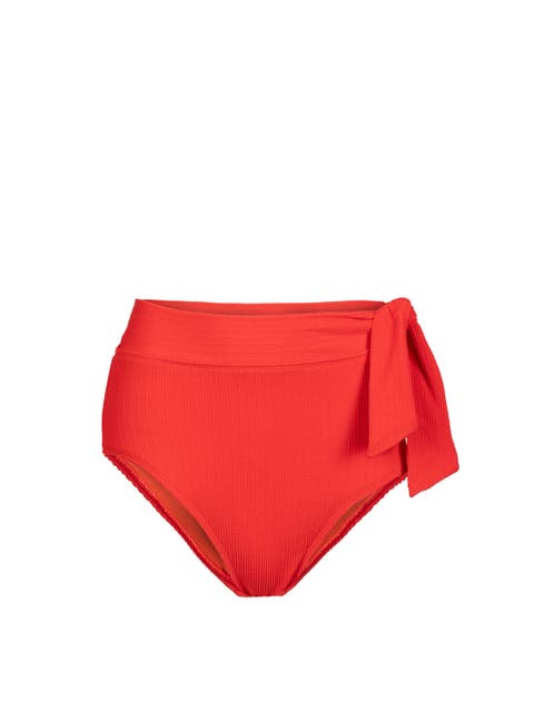 Side Tie High Waist Textured Bikini Bottom with Full Coverage