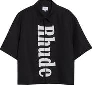 Rhude Center Logo Wool Gabardine Button-Up Shirt