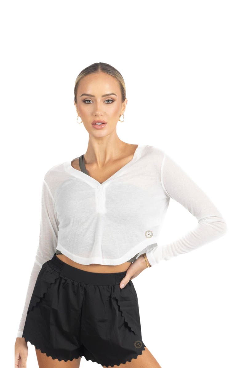 AKALIA Ashley Long Sleeve Breathable Top, Main, color, White