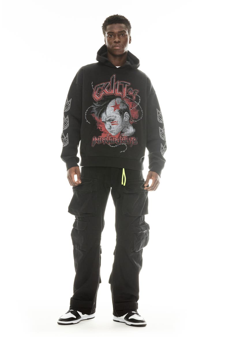 Oversize Graphic Hoodie, Alternate, color, BLACK