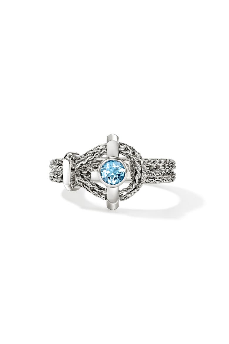 Icon Sterling Silver Treated Swiss Blue Topaz Ring, Main, color, SILVER