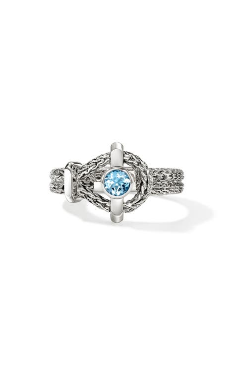 Icon Sterling Silver Treated Swiss Blue Topaz Ring
