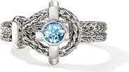 John Hardy Icon Sterling Silver Treated Swiss Blue Topaz Ring