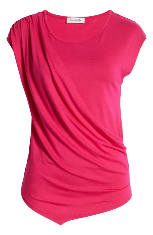 Loveappella Drape Asymmetric Top In Fuchsia