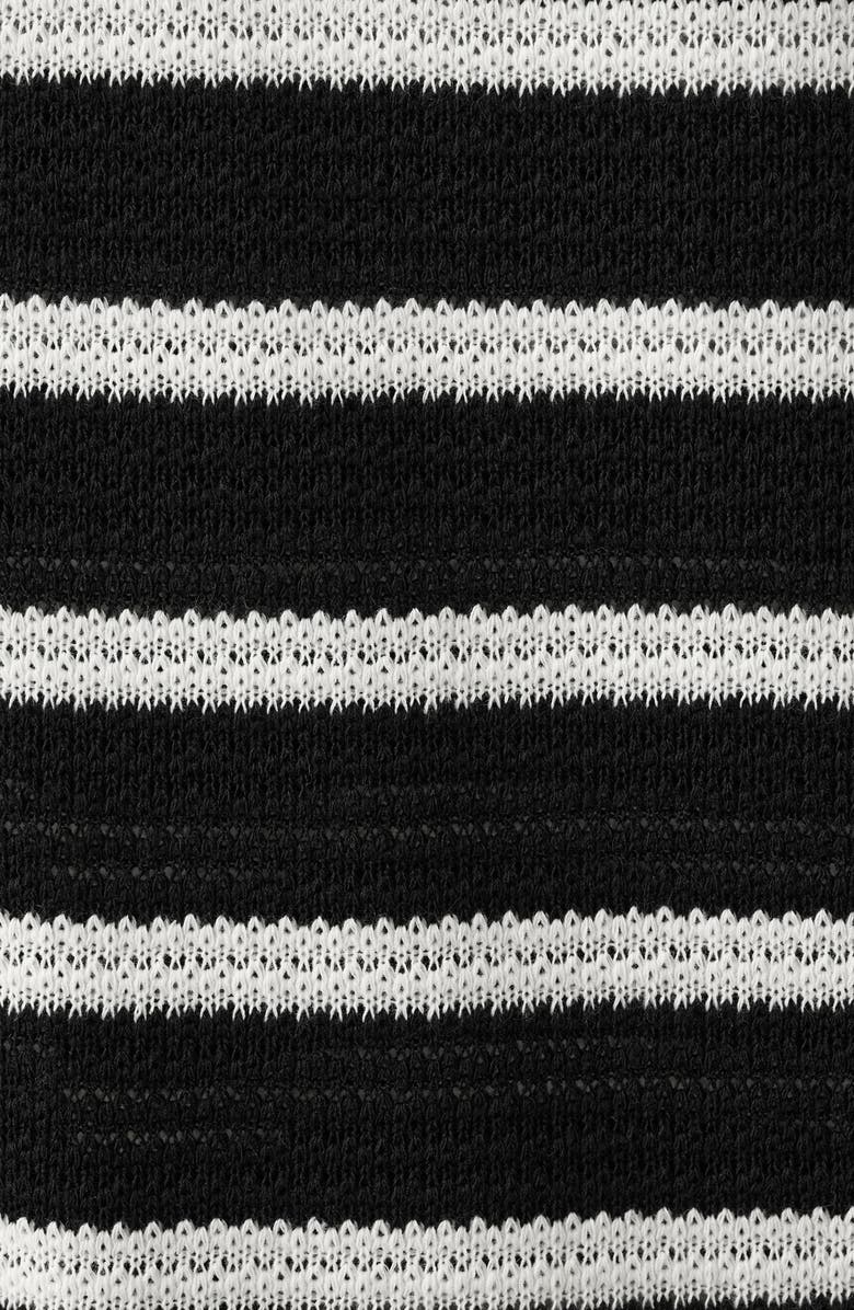 MANGO Textured Stripe Johnny Collar Polo, Alternate, color, Black