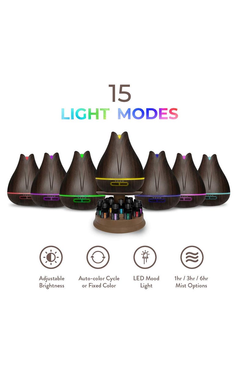 PURE DAILY CARE Ultimate Aromatherapy 400ml Essence Diffuser with Rotating Display Stand & 20 Essential Oils, Alternate, color, 