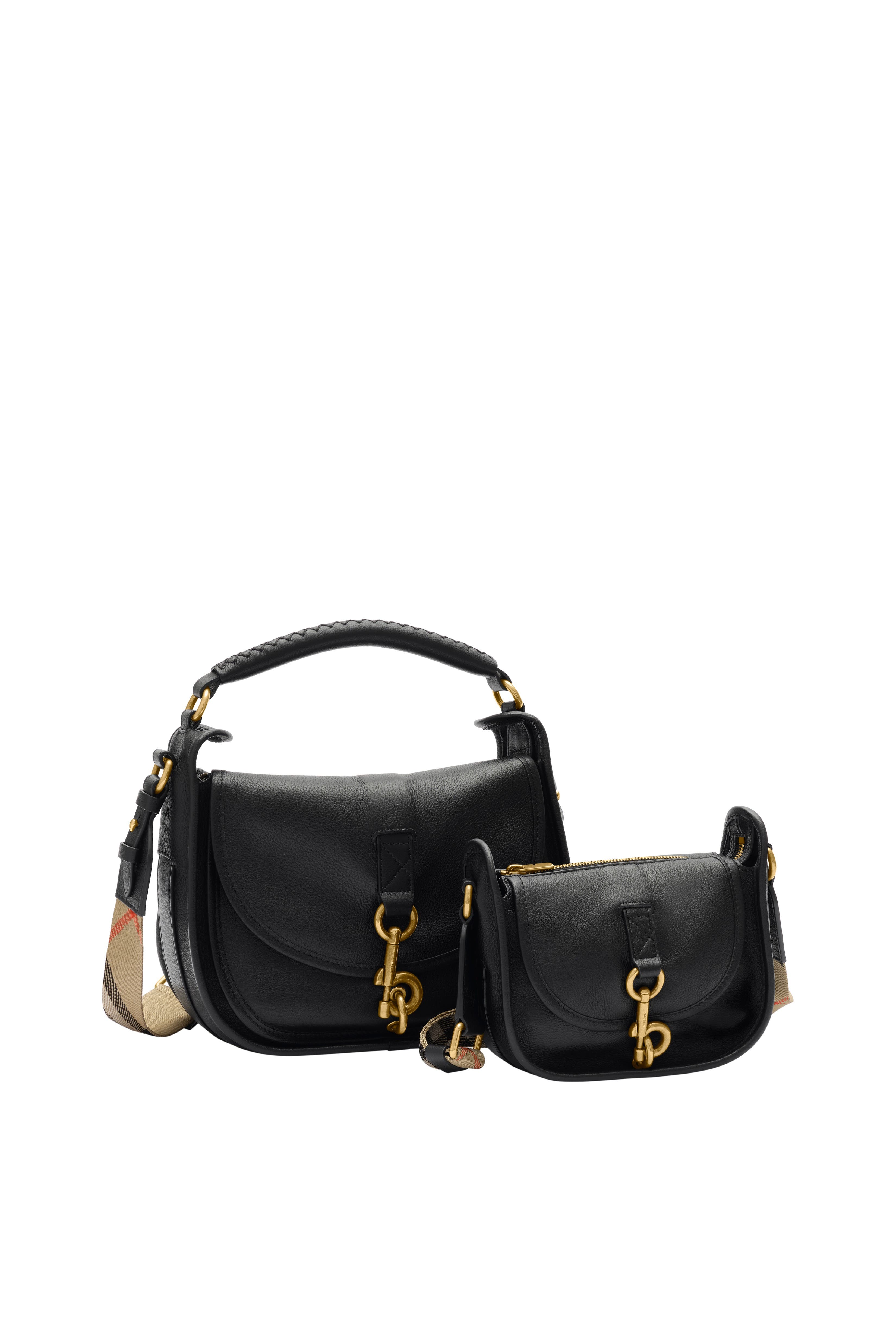 Burberry Small B Clip Messenger Bag, Alternate, color, Black