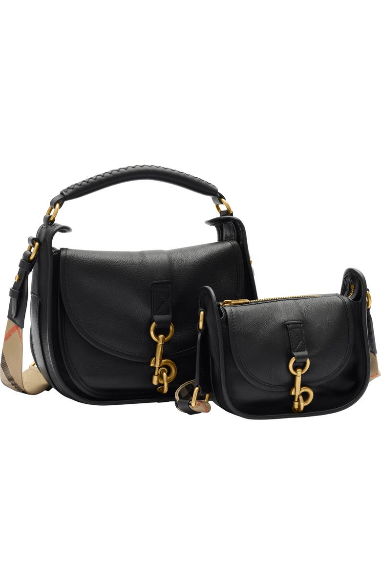 Burberry Small B Clip Messenger Bag, Alternate, color, Black