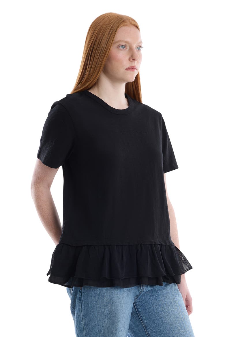 Short Sleeve Mixed Media Tee, Alternate, color, Black