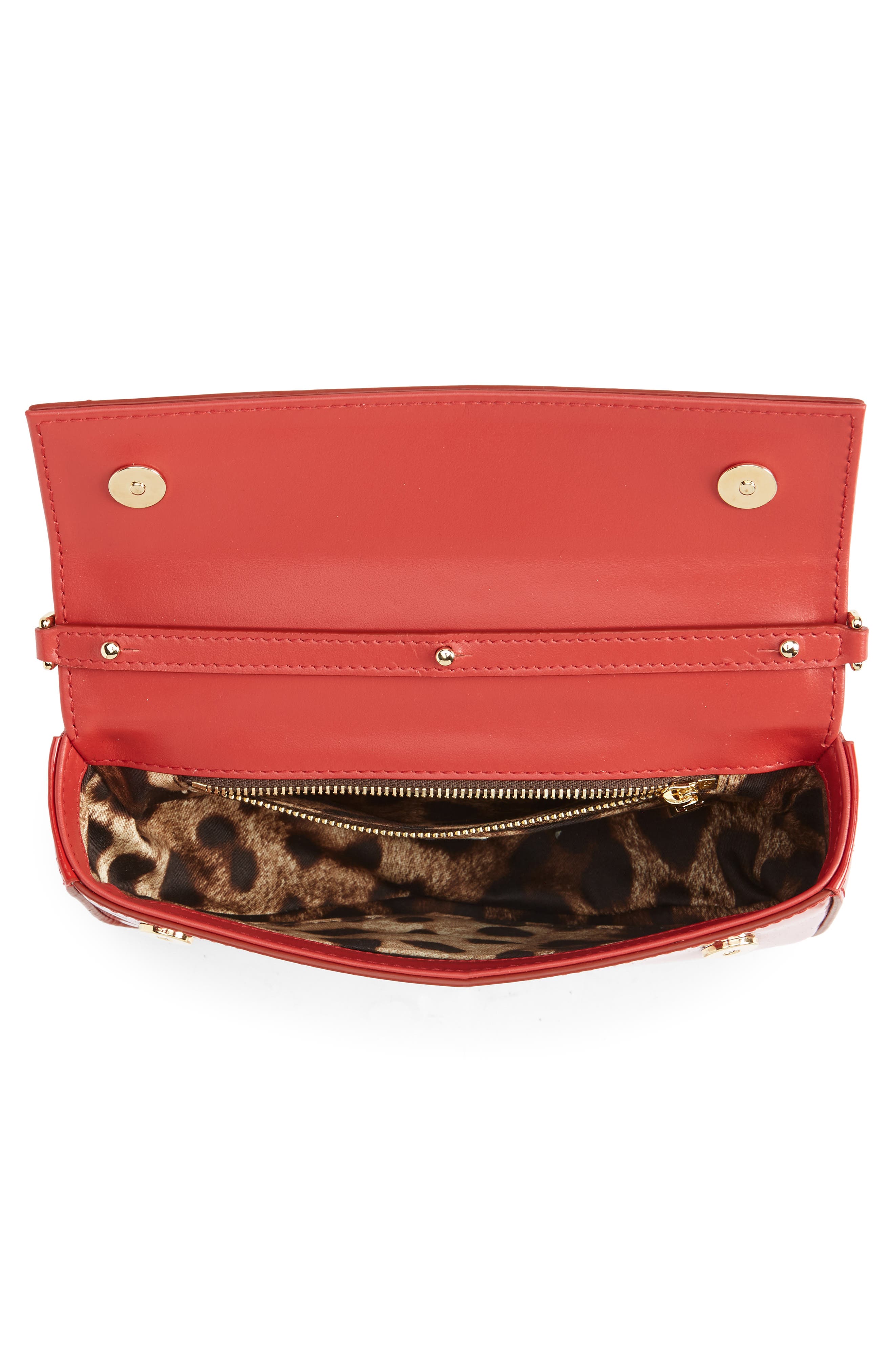 Dolce&Gabbana Logo Half Moon Patent Leather Shoulder Bag, Alternate, color, 