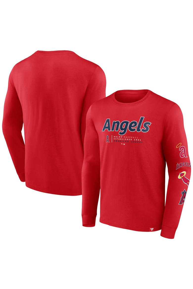 Men's Fanatics Branded Red Los Angeles Angels Strike the Goal Long Sleeve T-Shirt, Alternate, color, Red
