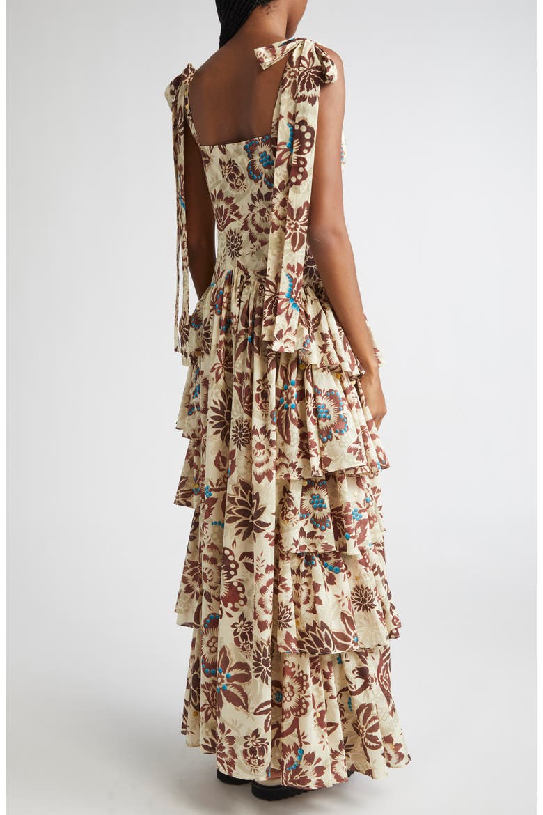 Mindy Floral Tiered Ruffle Maxi Dress, Alternate, color, RED MULTI