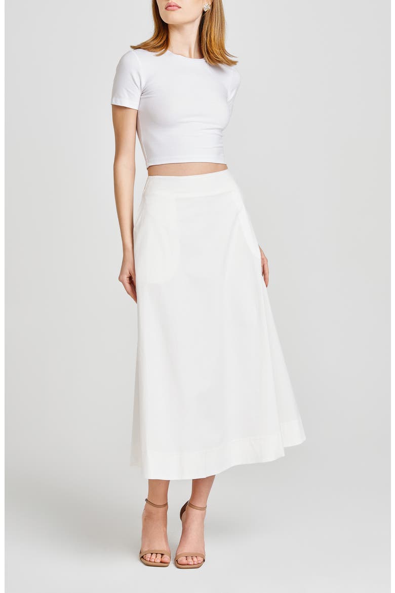 Lilly Stretch Cotton Midi Skirt, Alternate, color, IVORY