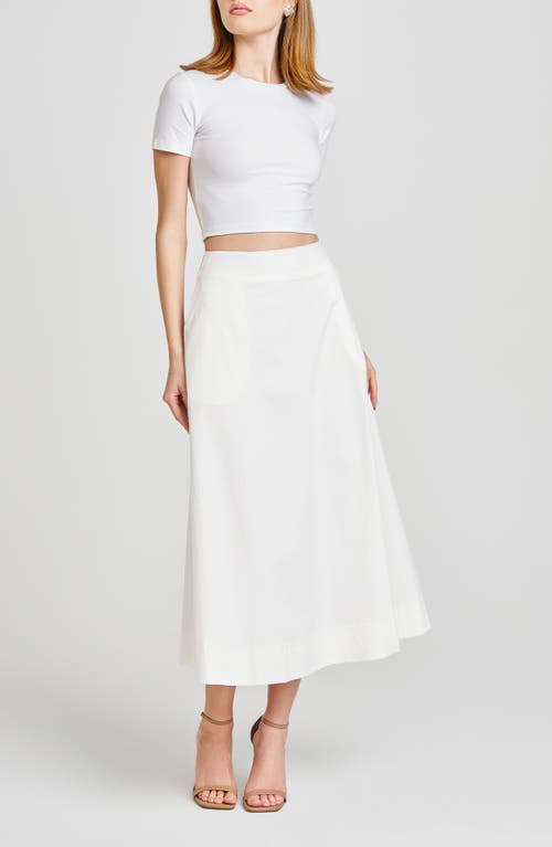 Shop Wayf Lilly Stretch Cotton Midi Skirt In Ivory