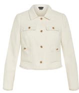 City Chic Mariah Fray Hem Tweed Jacket