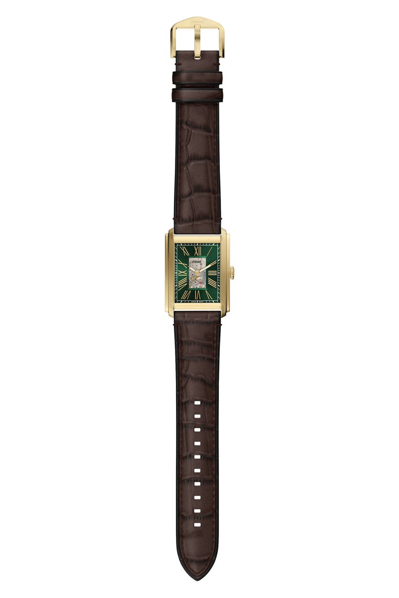 Carraway Open Heart Leather Strap Watch, 30mm x 42mm, Alternate, color, BROWN/ GREEN