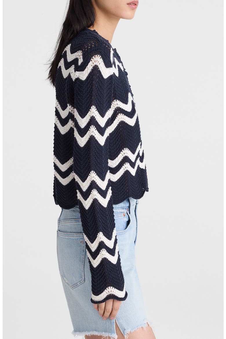 Kassa Wavy-Knit Cardigan, Alternate, color, NAVY AND IVORY WAVY STRIPE