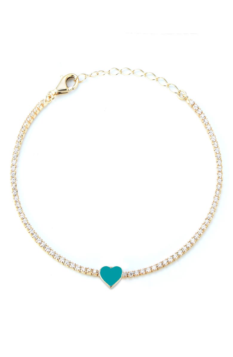 SPHERA MILANO Enamel Heart Tennis Bracelet, Main, color, Gold