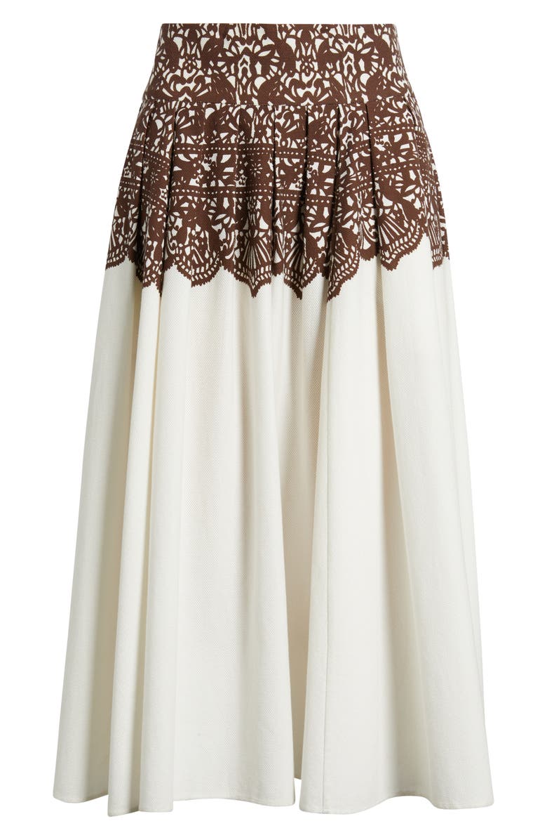 THE GREAT. The Regency Pleated Maxi Skirt, Alternate, color, Cream With Western Lace Print