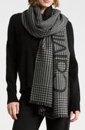Calvin Klein Houndstooth Logo Blanket Scarf