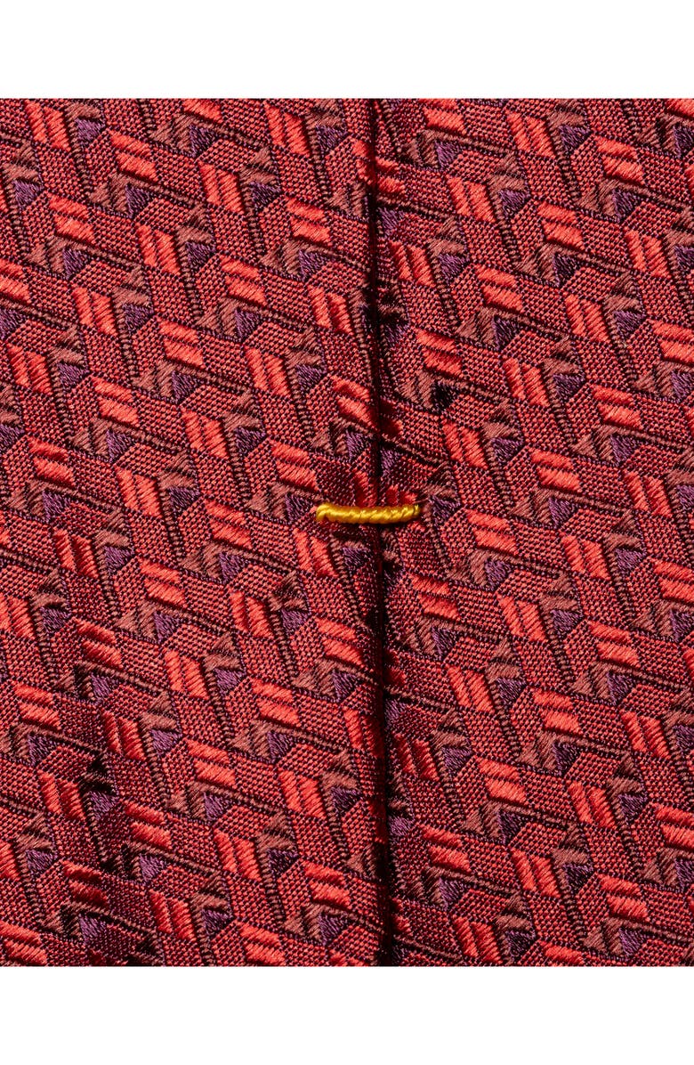 Eton Geometric Pattern Silk Tie, Alternate, color, Medium Red