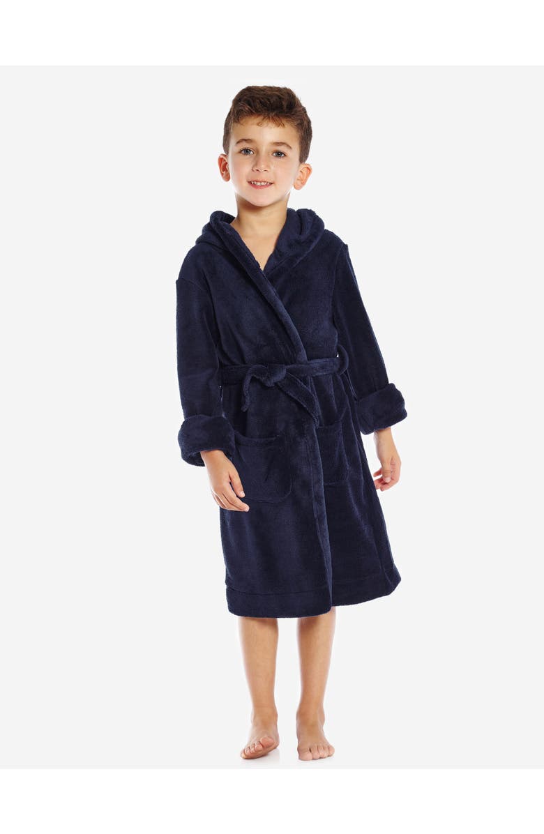 Leveret Kids Fleece Hooded Robe, Solid Colors, Main, color, Navy